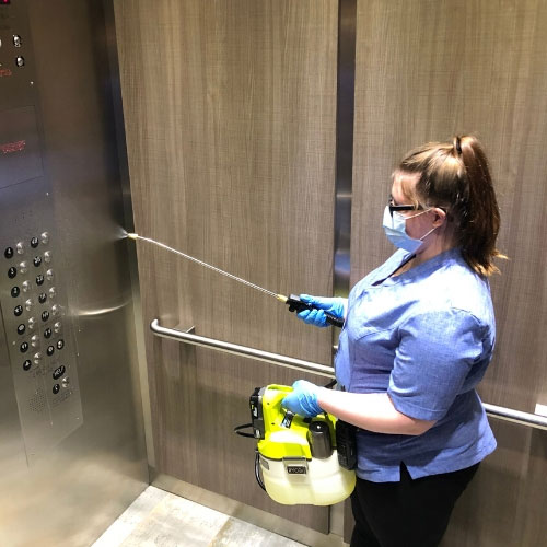 spraying in elevator